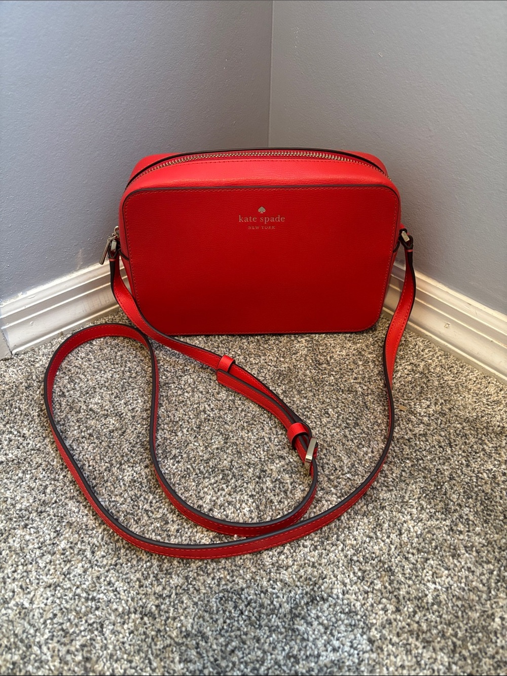 kate spade Red Leather Crossbody Camera Bag